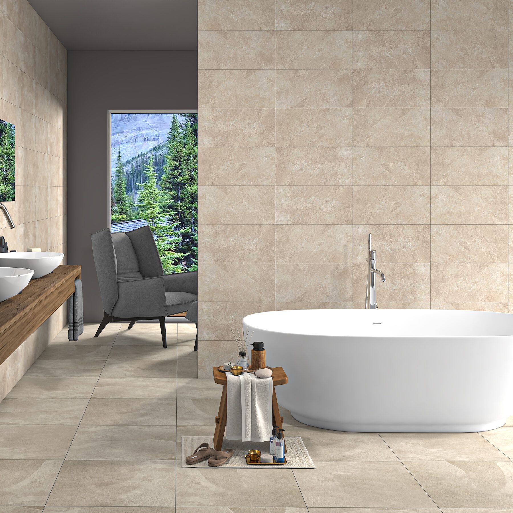 Alcade Beige Matt Porcelain Tile