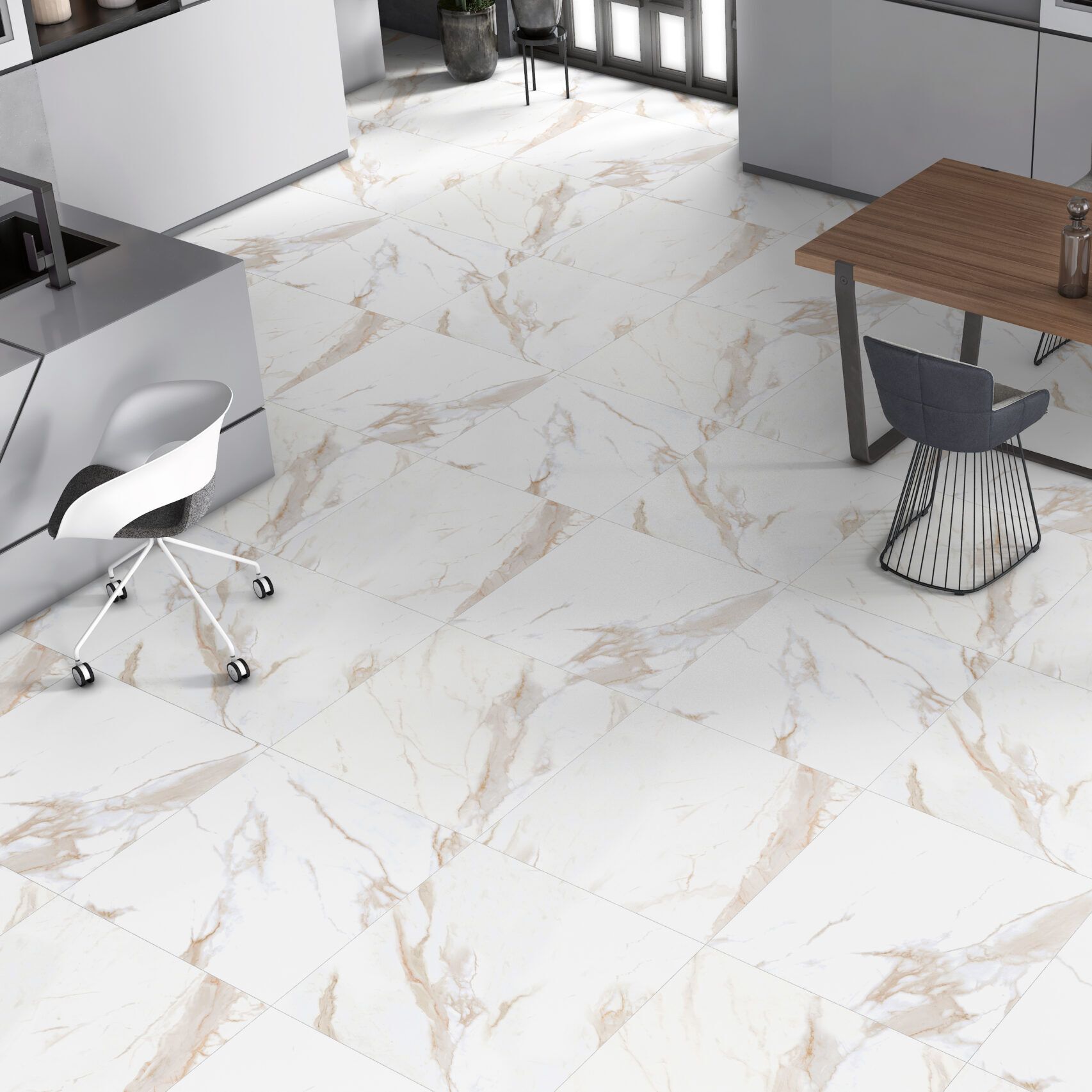 Alcara Statuario Gold Matt Porcelain Tile - Image 2