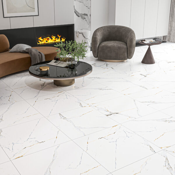 Alatri Carrara™ Gold Glazed Porcelain Tile