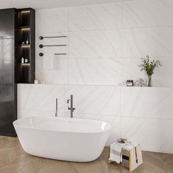 Aversa Carving™ White Matt Porcelain Tile