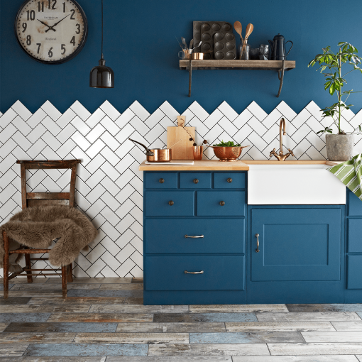 Velato Crackle Blanco White Metro Tiles