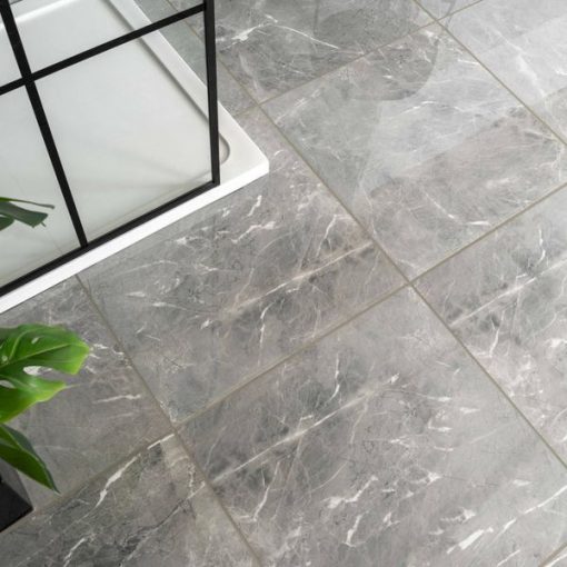 Makrana Breccia Grey Polished Marble Effect Tile