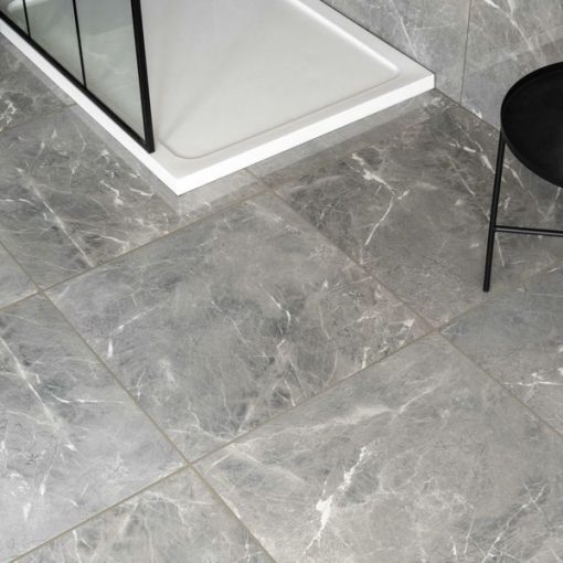 Grey Polished Marble Effect Tile