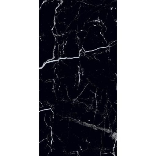 Trento Black Polished Marble Effect 600x1200 - Image 3
