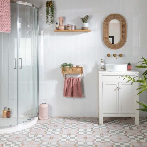 white gloss brick tiles